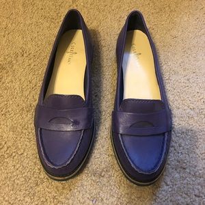 Cole Haan Leather Purple Penny Loafers